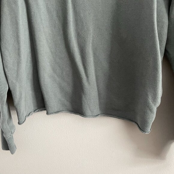 Aerie Women XS Green Terry Casual Comfort Relaxed Pullover Cropped Sweatshirt - Picture 2 of 9